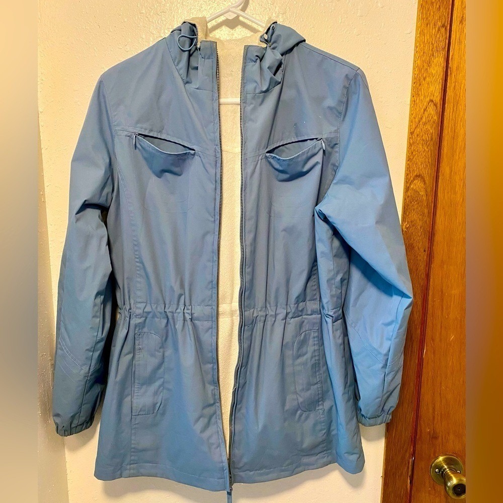 Free Country Blue/White Hooded Reversible Zip Coat